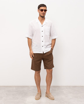 Officina 36 Brown linen shorts 0259500569
