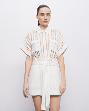 Christy Lynn Madeleine white jumpsuit with linen CLJS12N22