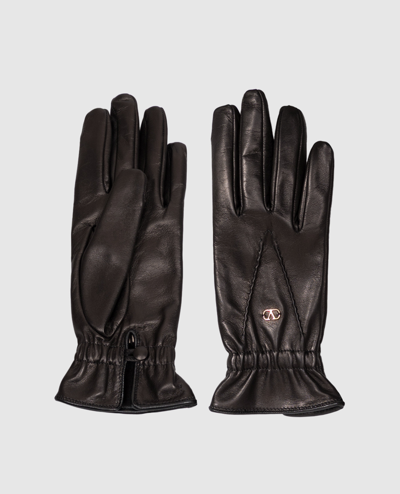 Black leather gloves