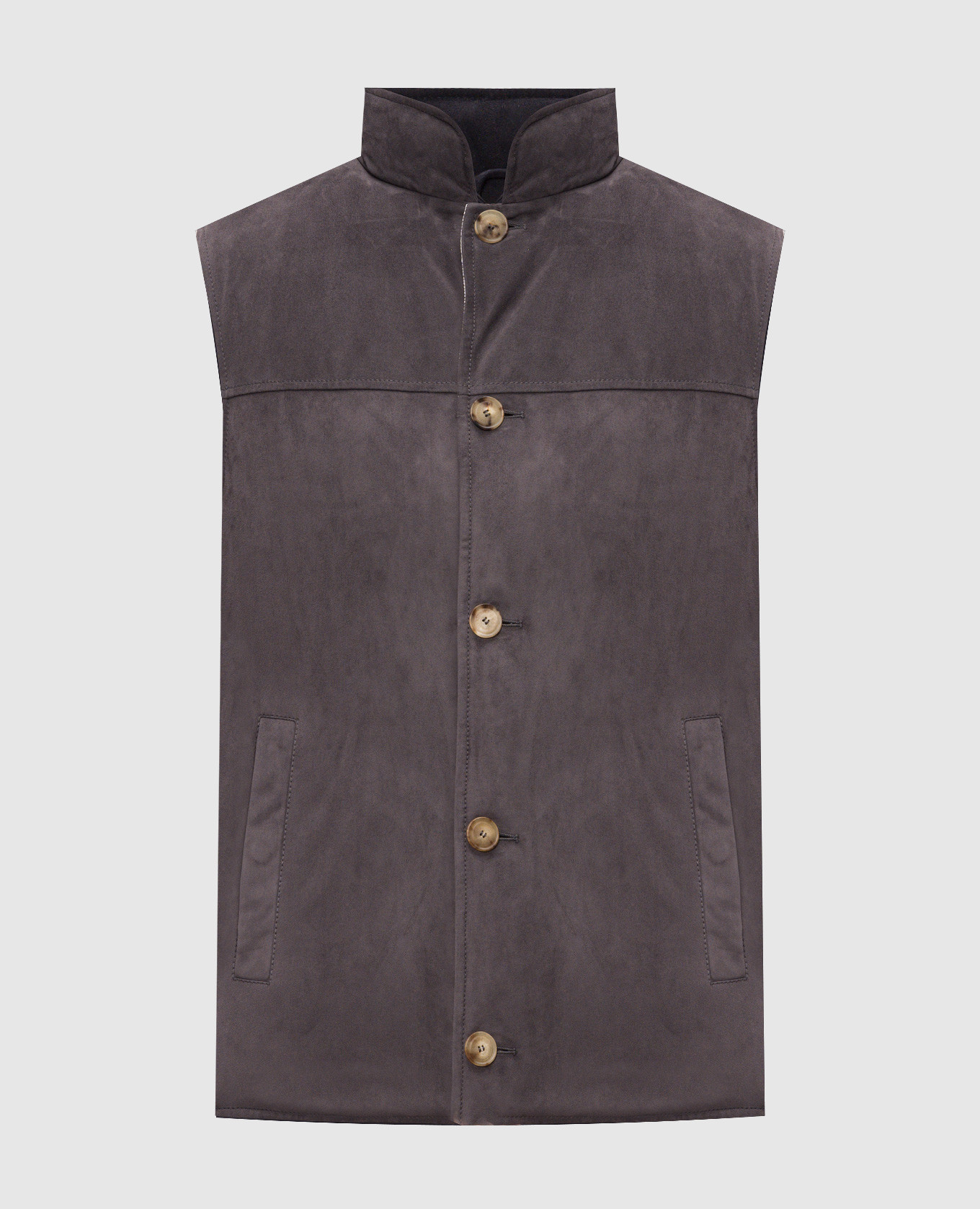 Grey suede down vest