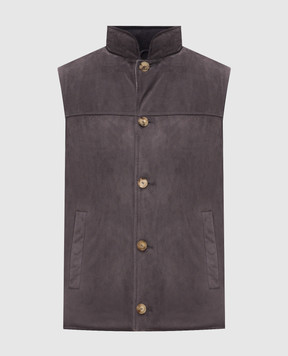Brunello Cucinelli Grey suede down vest MPCLF2013
