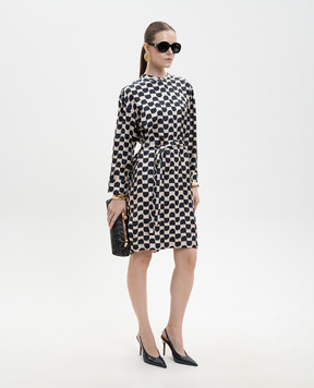 Max Mara PINZA beige printed silk dress SMMPINZA