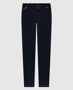 Kiton Blue jeans with logo patch UPNJSK0628H