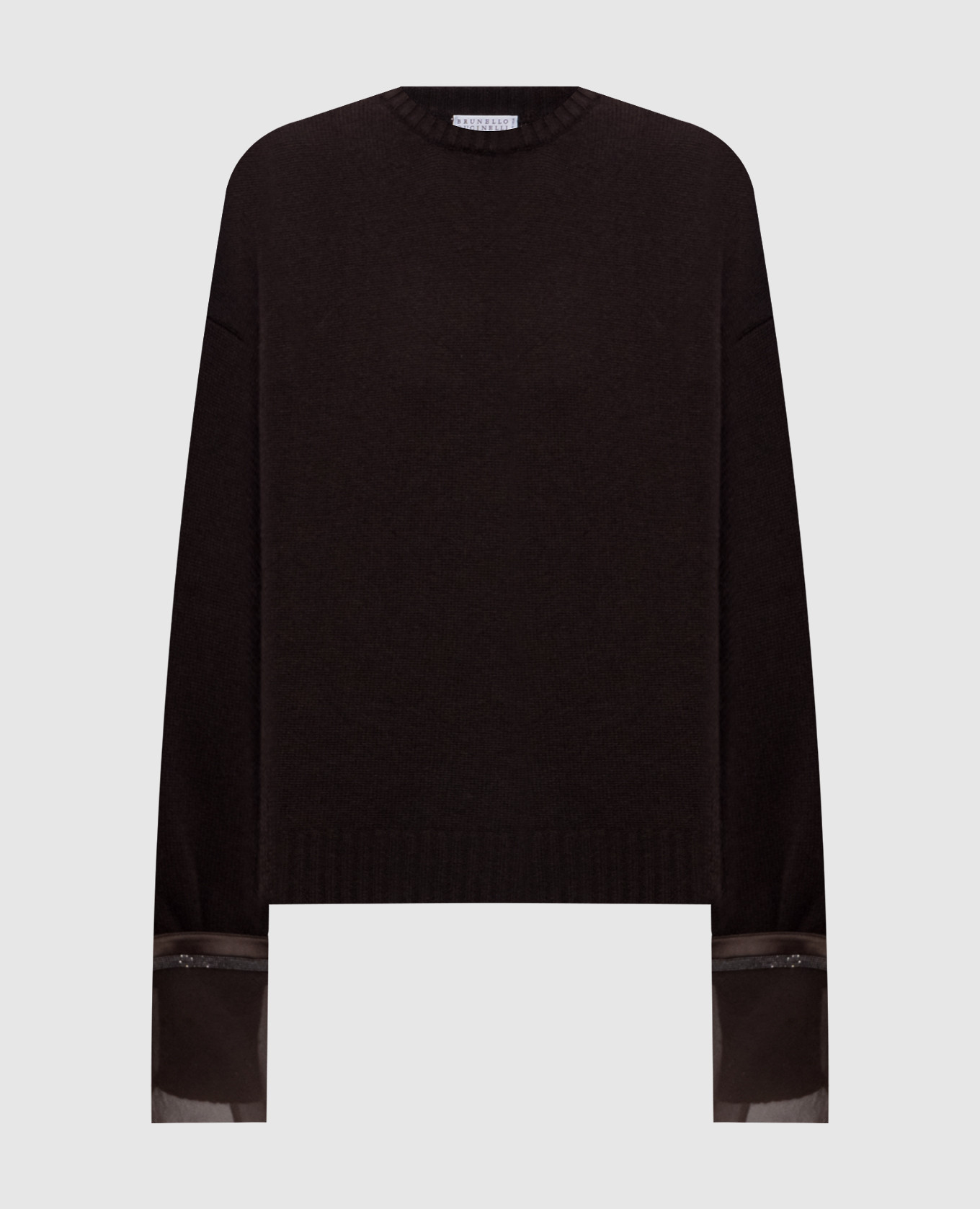 Brown cashmere sweater with removable cuffs