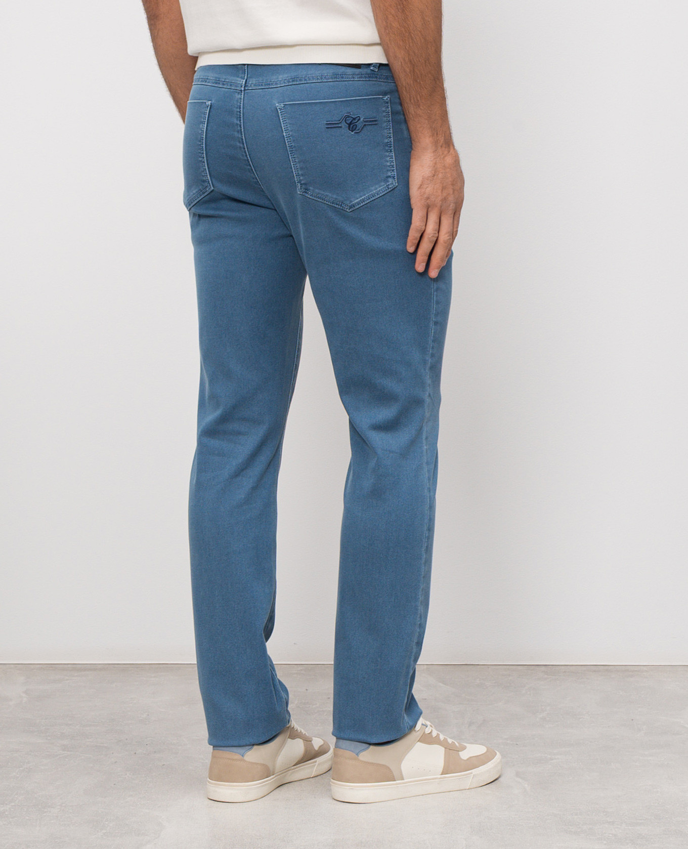 Blue jeans with logo patch Castangia dal 1850 4
