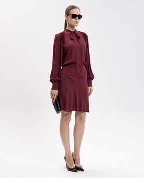 Twinset Burgundy dress with ascot collar 262TT2460
