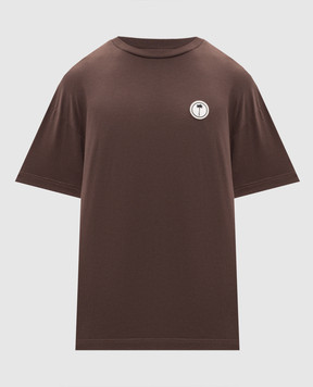 Palm Angels Brown T-shirt with logo patch PMAA109S26JER00B
