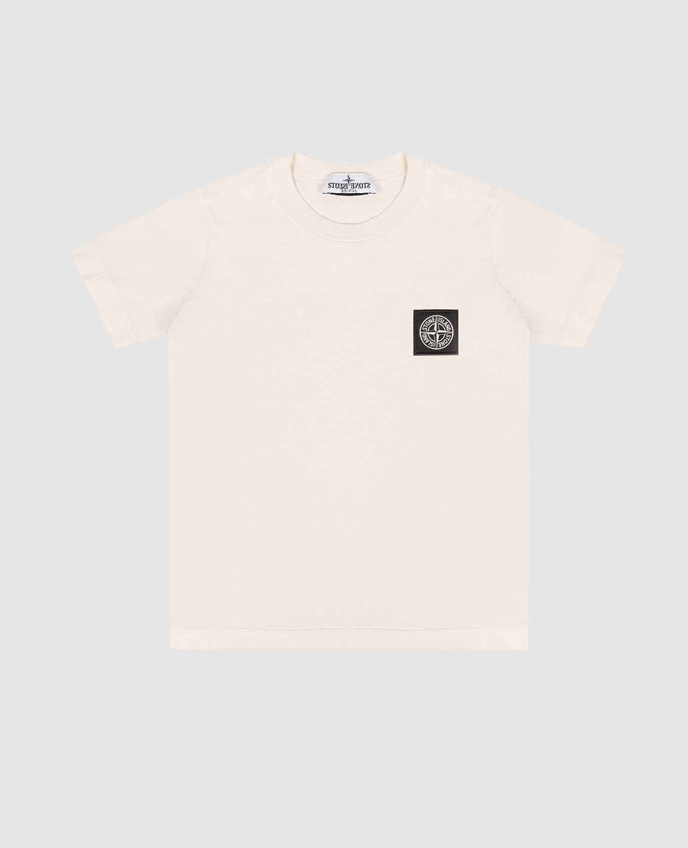 Children's beige T-shirt with logo patch