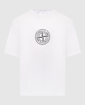 Stone Island White T-shirt with logo print L1S152100001S0362