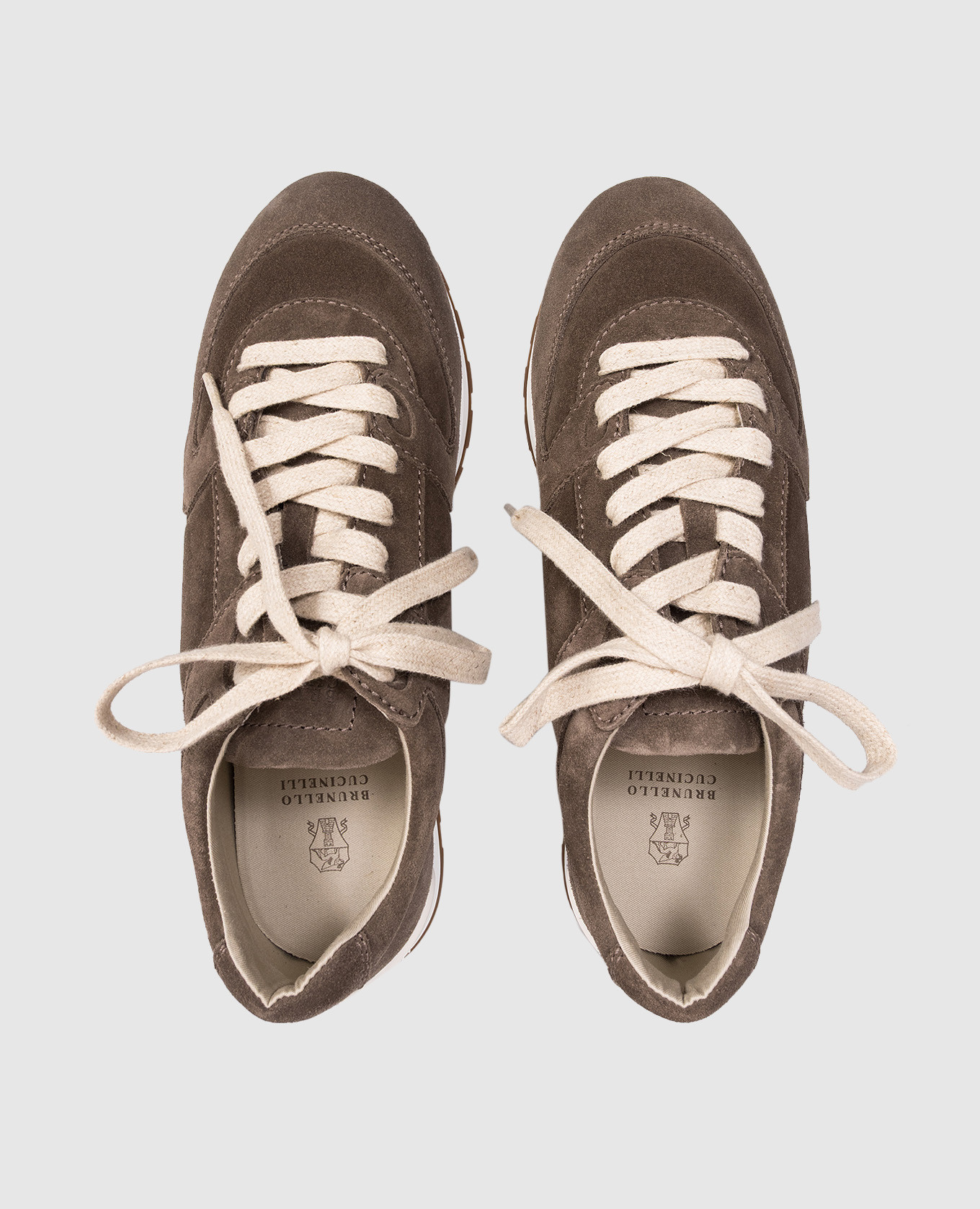 

Brown suede sneakers with textured logo Brunello Cucinelli