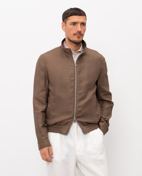 Brunello Cucinelli Brown silk, linen and wool jacket MZ4036580