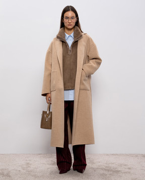 Babe Pay Pls Beige wool and cashmere coat with a smell AMAYUGA