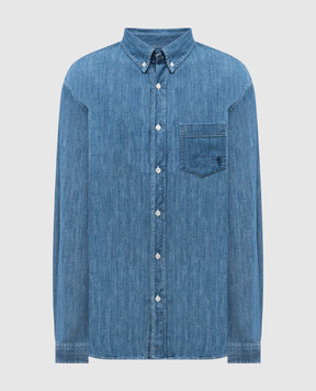 Sporty & Rich Blue denim shirt with monogram logo SI03365302BL26