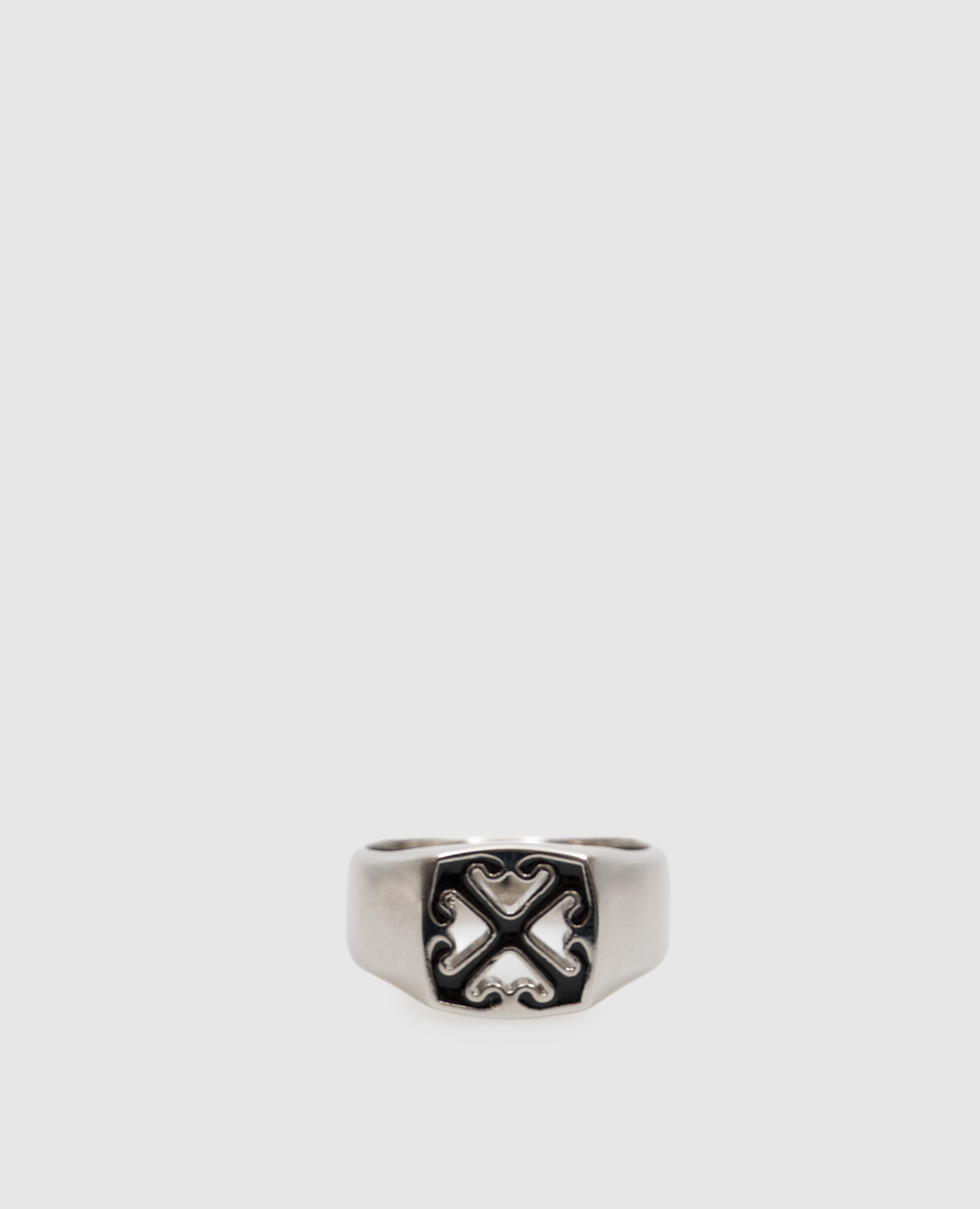 Silver ring with emblem
