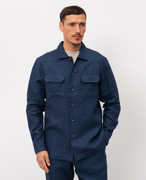 CAPOBIANCO Blue straight-cut linen shirt 20M515LL00