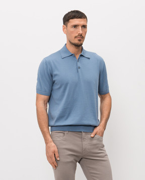 Canali Blue polo with silk MK02479C0127