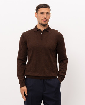 Enrico Mandelli Brown wool polo shirt 4K015A6210