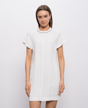 Brunello Cucinelli White mini dress with linen MH126AFR72