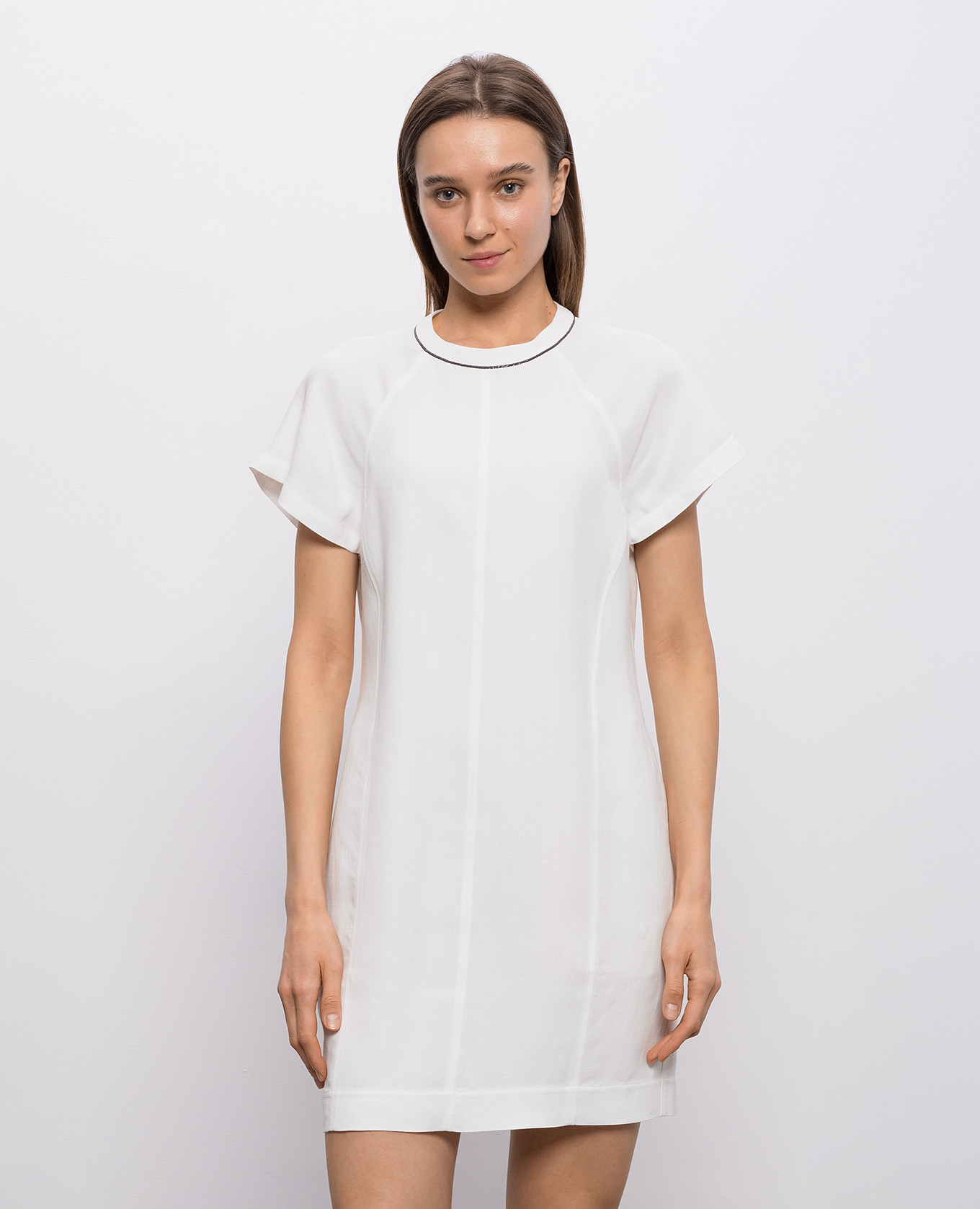 

White mini dress with linen Brunello Cucinelli