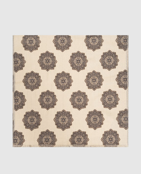 Pini Parma Beige wool scarf with a pattern 60625002