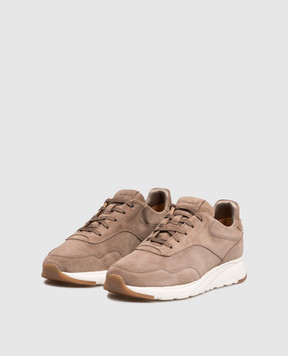 Enrico Mandelli Beige suede sneakers with logo patch 00STAR7701