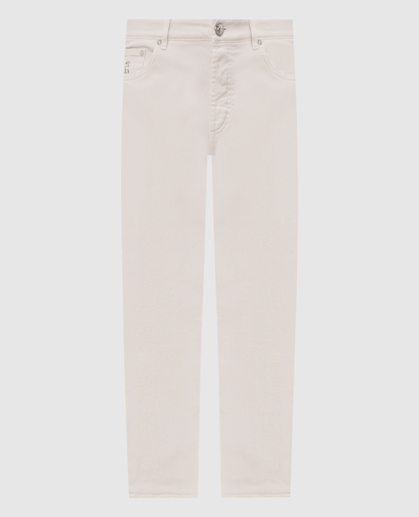 Ivory jeans with logo patch