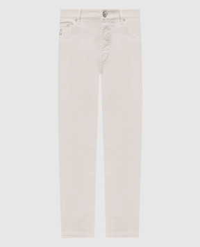 Brunello Cucinelli Ivory jeans with logo patch M277PD3210