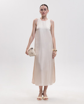 Loulou de Saison Paloma beige silk dress PALOMA