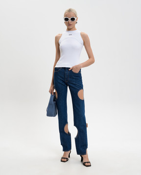 Off-White White ribbed top with logo 2AD236C99JER001