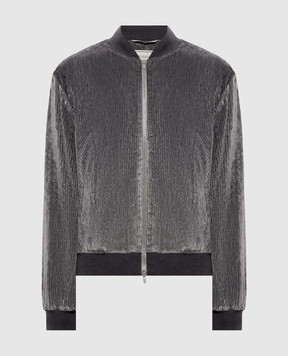 Peserico Gray corduroy bomber jacket A21046A1597