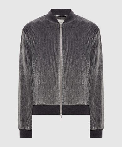 Gray corduroy bomber jacket