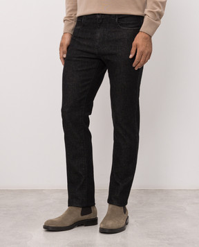 Canali Black jeans with leather logo patch PX0102891719