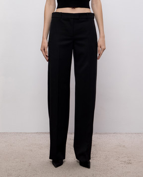 Alexander McQueen Black wool pants with stripes 876722QJAAC