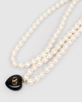 Valentino White necklace with heart-shaped pendant with emblem 8W2J0Y07LTD