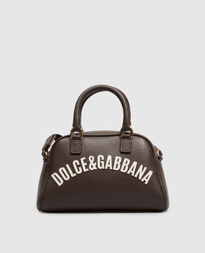 Dolce&Gabbana Children's brown leather bag with logo patch EB0250A0639