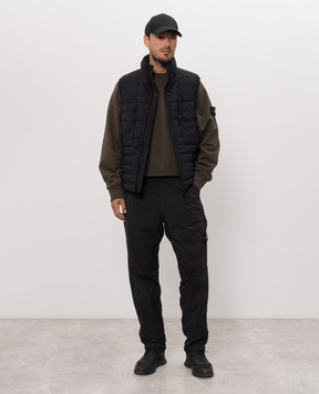 Stone Island Black pants with logo patch L2S153100017S0474