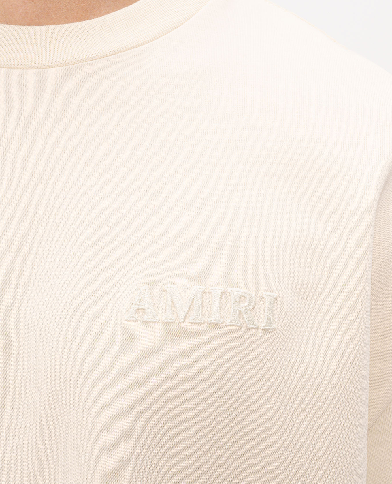 Beige T-shirt with textured logo embroidery AMIRI 5