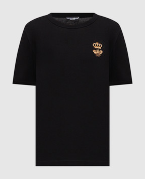 Dolce&Gabbana Black T-shirt with branded embroidery G8PV1ZG7WUQsh