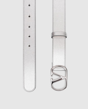 Valentino Silver VLogo Leather Belt 8W2T0SM3XUC