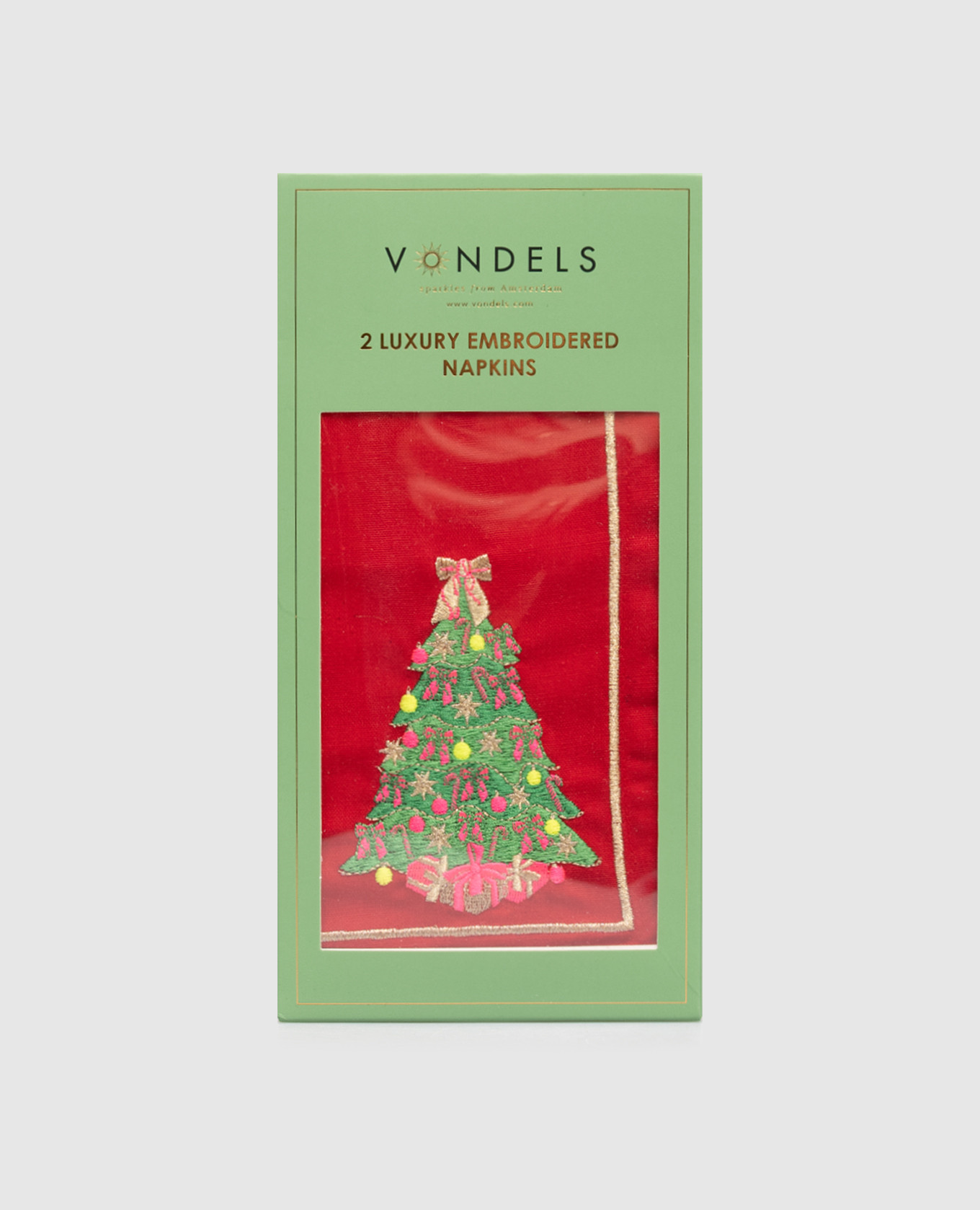 

Set of red Christmas tree napkins with linen Vondels