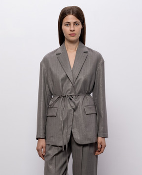 Brunello Cucinelli Gray wool jacket with lurex stripes MB1897405P