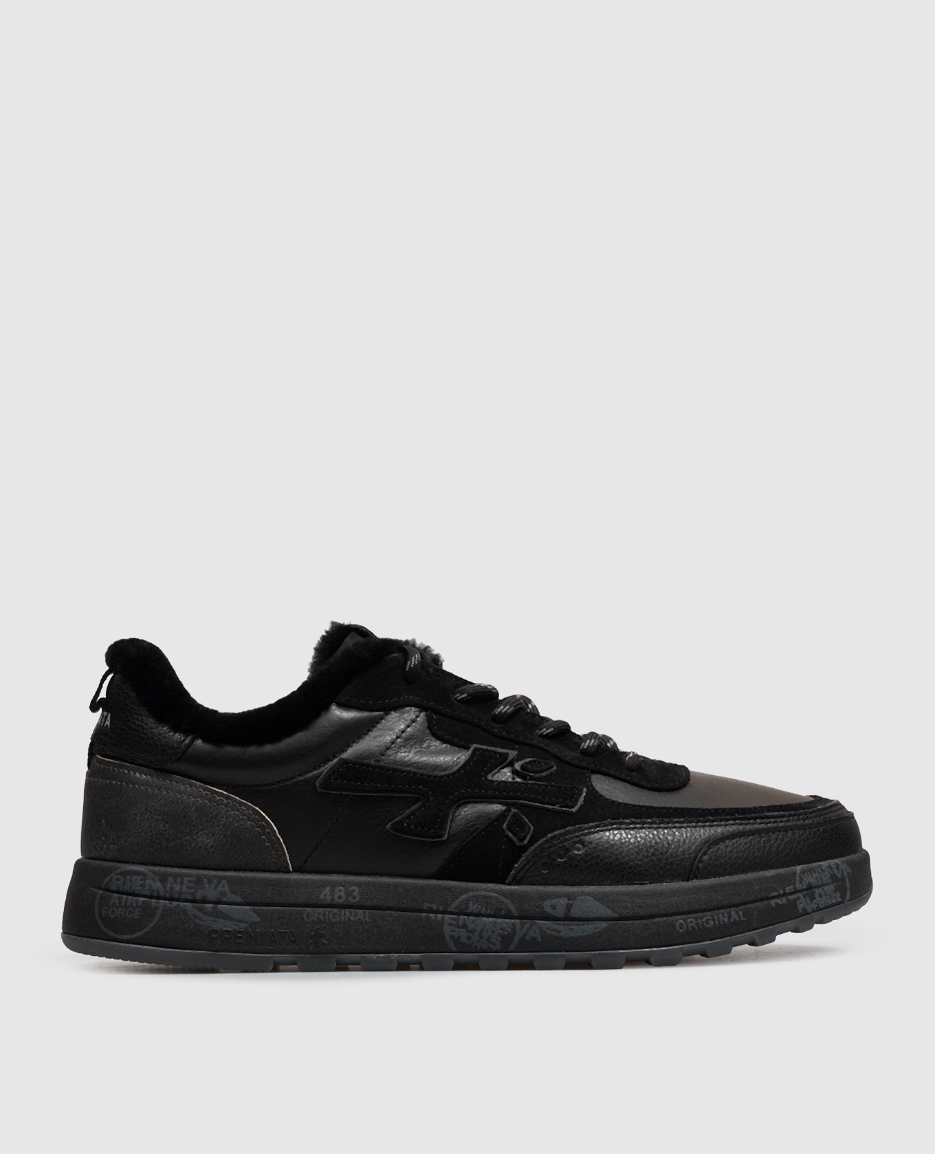 Nous black leather sneakers with fur Premiata