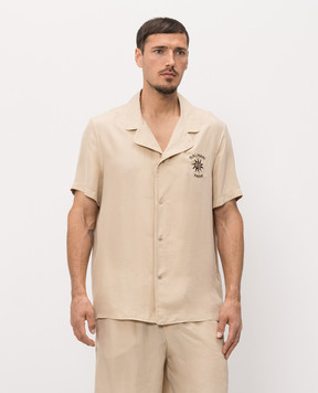 Balmain Beige silk shirt with embroidery GH0HN151SF45