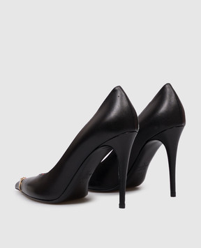 Valentino Black leather shoes with VLogo logo 9W2S0QD7YEA