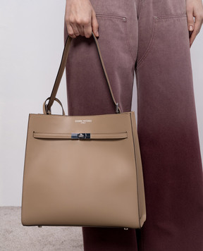Gianni Notaro Brown leather RUGA bag with logo print 255RUGANIKEL