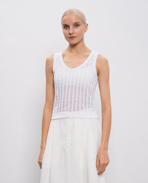 Brunello Cucinelli White linen top with sequins MCO559700