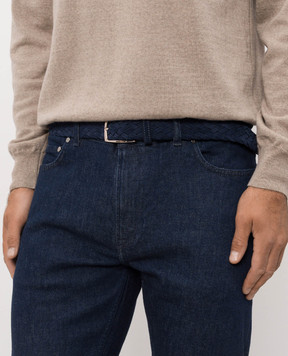 ISAIA Blue suede belt with weaving FB0047PLF40