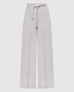 Peserico Gray wool pants with belt A04860AA3472