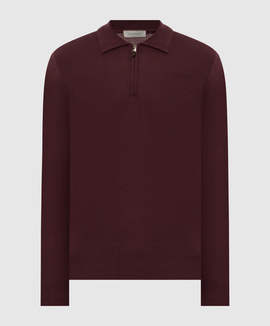 Burgundy wool polo shirt