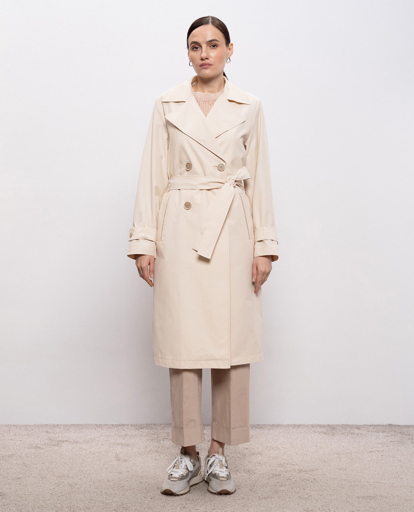 Beige trench coat with monil chain Peserico 3